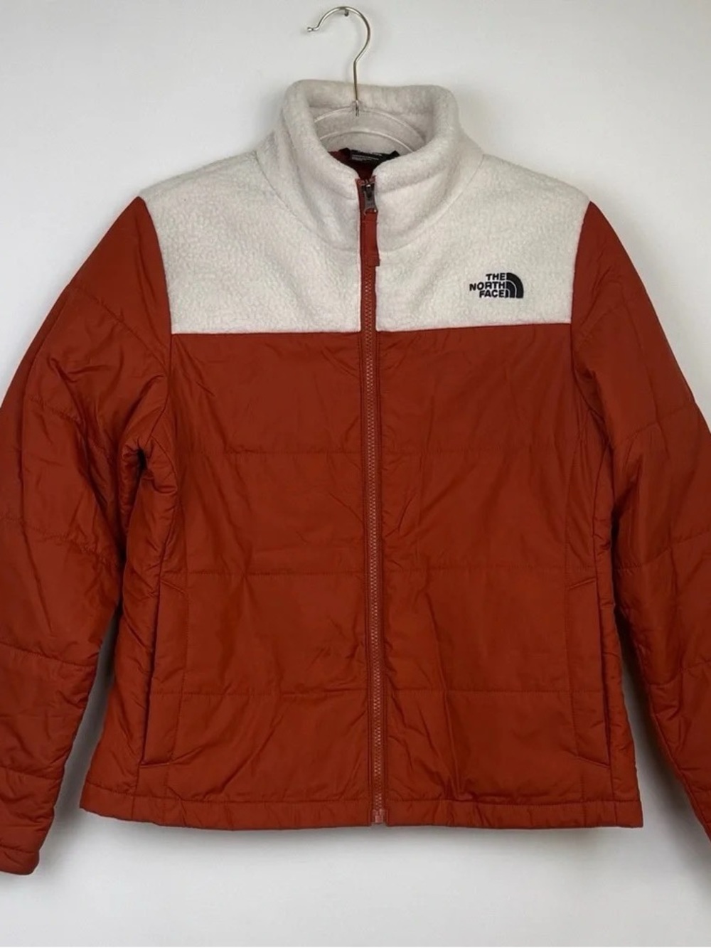 The North Face North Peak Puffer Sherpa Insulated Fleece Rust Jacket Size Medium